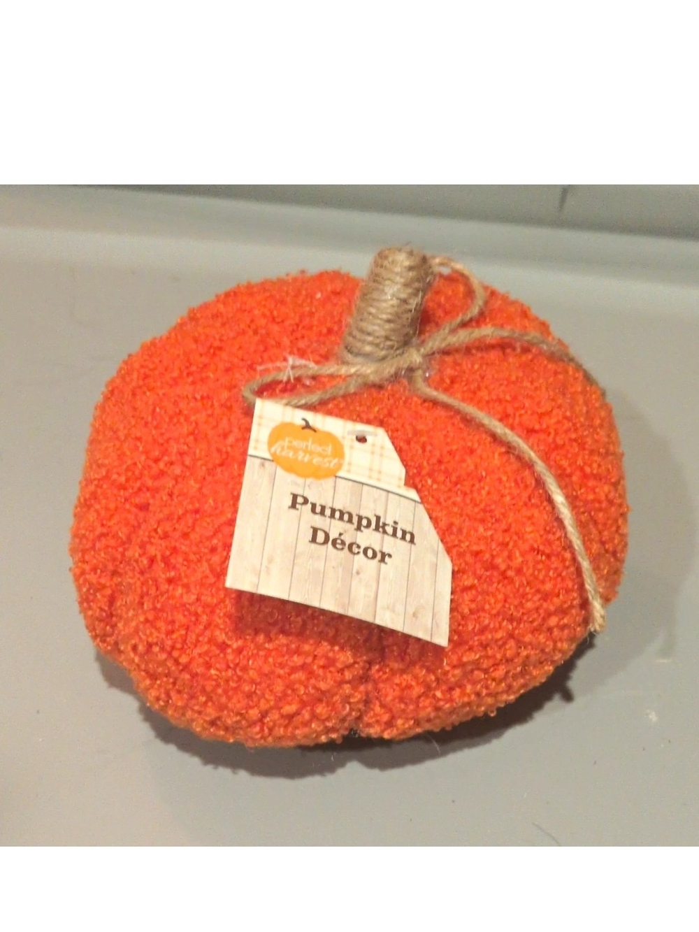 Orange Pumpkin Décor Accent with Twine Stem